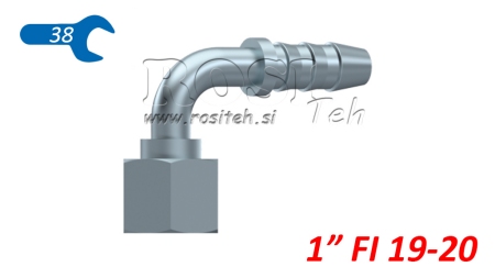 CONECTOR HIDRAULIC FEMELĂ 1 ÎNCHIDERE 90° PENTRU FURTUN DE CAUCIUC Φ 19-20