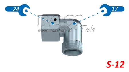 HYDRAULISK 90° VINKEL S-12 MED SVÄNGMUTTER M20X1,5