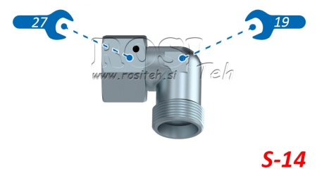 HYDRAULISK 90° VINKEL S-14 MED SVÄNGMUTTER M22X1,5