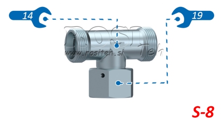 HYDRAULISCHES T-STÜCK S-8 MIT ZENTRALER SCHWENKMUTTER M16X1,5
