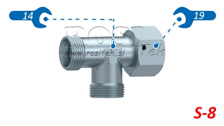RACCORDO A T IDRAULICO S-8 CON DADO GIREVOLE LATERALE M16X1,5