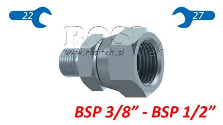 HYDRAULISK SVÄNGMUTTER REDUKTION BSP  3/8-BSP 1/2