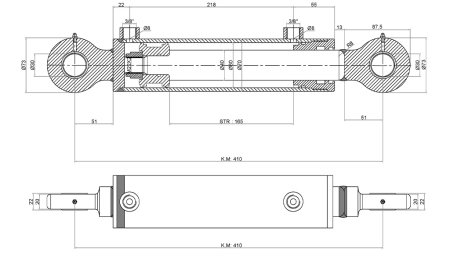 VÉRIN HYDRAULIQUE POINT 60/40-165