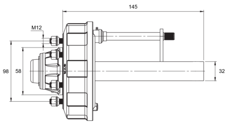 SEMIAXĂ CU FRÂNE - 450 kg (4 ȘURUBURI) - 145 mm