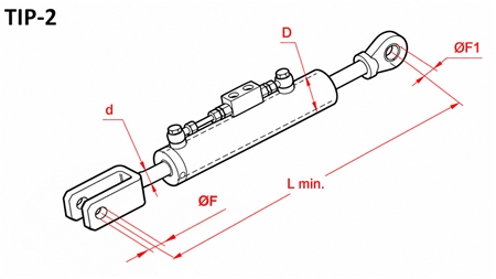 TIRANT LATERAL HIDRAULIC - CASE-IH 80/40MIN.550 TIP (2) Φ 25/25