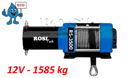 12 V ELEKTRISK VINSCH RS-3500 - 1585 kg - SYNTETISKT REP - ECO
