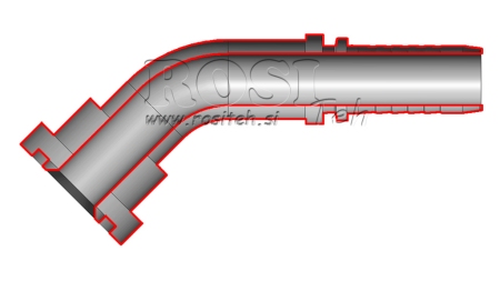 CONEXIUNE HIDRAULICĂ KOMATSU ÎN COLȚ 45° DN16MM-FLANGED5/8