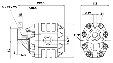 POMPĂ HIDRAULICĂ DIN FONTĂ UNI40-87CC-220 BAR STÂNGA