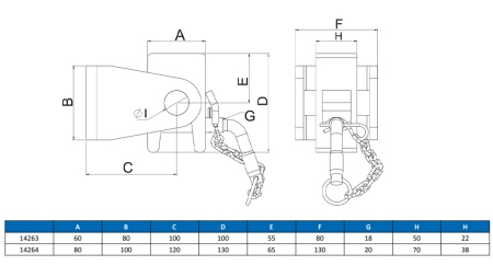 BRACKET PENTRU TIPPER CAISSON 60X80MM ECO