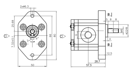 HYDRAULICKÉ ČERPADLO 00C0.5X032 GR.0 - 0,5cc - PRAVÝ