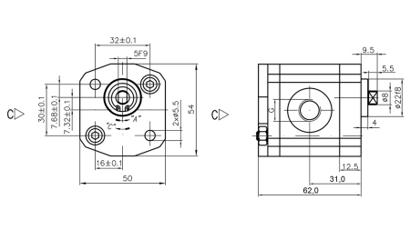 HYDRAULICKÉ ČERPADLO 00C1X033 GR.0 - 1cc - PRAVÝ