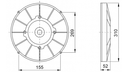 VENTILATOR AXIAL 280MM PULL 12V