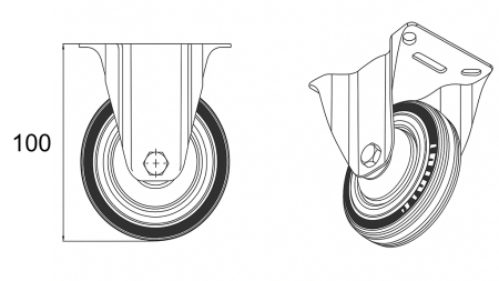 ROATA 75mm CU BAZĂ FIXĂ