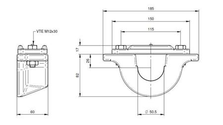 HÅLLARE FÖR TELESCOPISK CYLINDER FI50-A