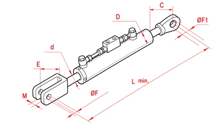 TIRANT LATERAL HIDRAULIC - STEYR 90/45MIN.720 TIP (2) Φ 28/32