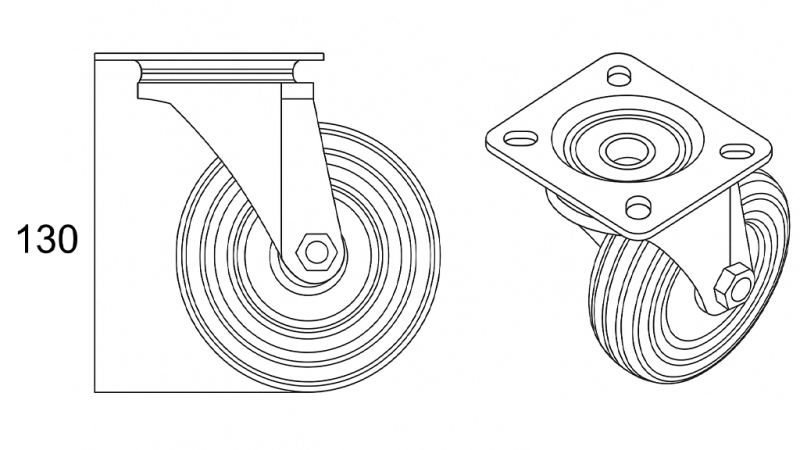 ROATA 100mm CU BAZĂ ROTATIVĂ