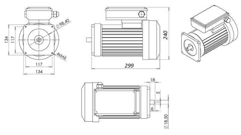 ERSÄTTNINGSMOTOR FÖR HYDRAULISK AGGREGAT 230V 1.5kW
