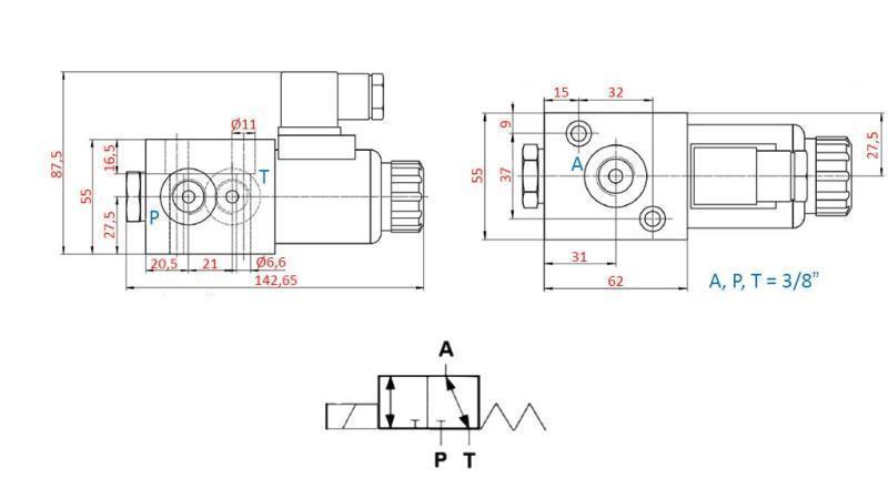 VALVĂ 3-WAY 3/8 12V - 50lit