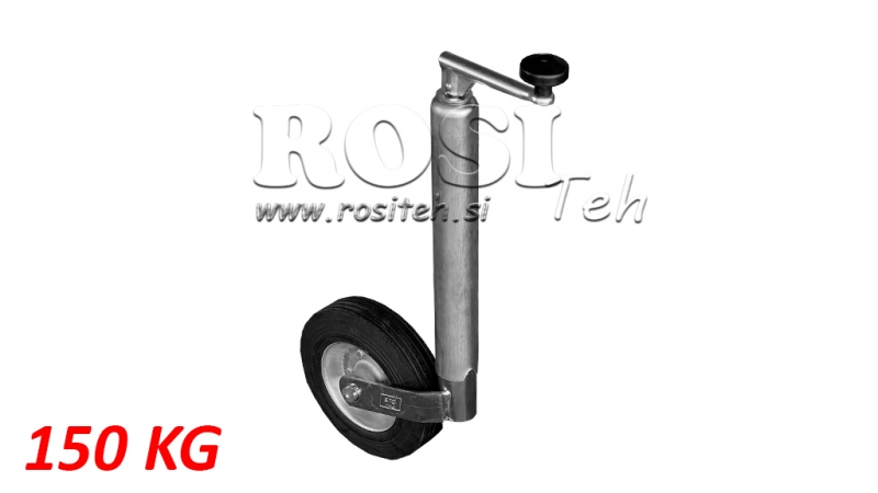 GJENGET STØTTBEN MED HJUL FOR TRAILERE 220MM 150KG