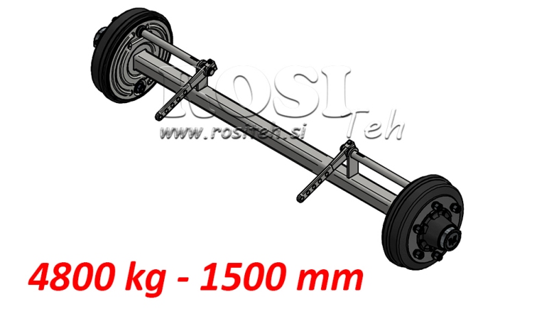 AKSELI PERÄVAUNULLE 4800 KG JARRUILLA (1500 MM)