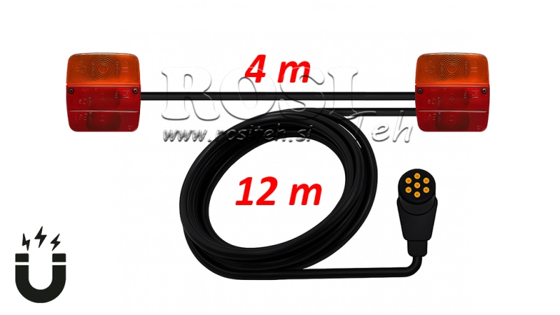 ZESTAW MAGNETYCZNYCH ŚWIATEŁ Z KABLEM 12M+4M