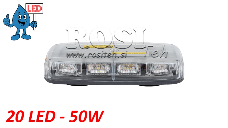 LED MAGNETYCZNE ŚWIATŁO STROBOSKOPOWE OBROTOWE 20 LED 50W 12V-24V