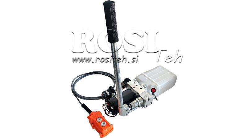 MINI HYDRAULISK AGGREGAT 12V DC - 0.8kW = 0.5cc - 1.5 liter - enfase enhed (PVC) med manuel pumpe