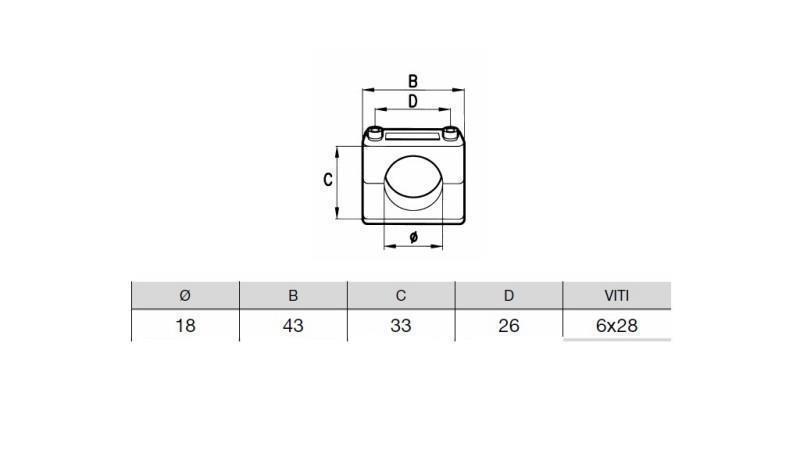 RØR HOLDER FI 16 - dimensioner