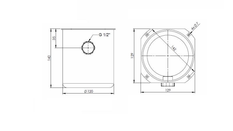 METAL RESERVOIR ROLL PP 1 LITER-dimensioner