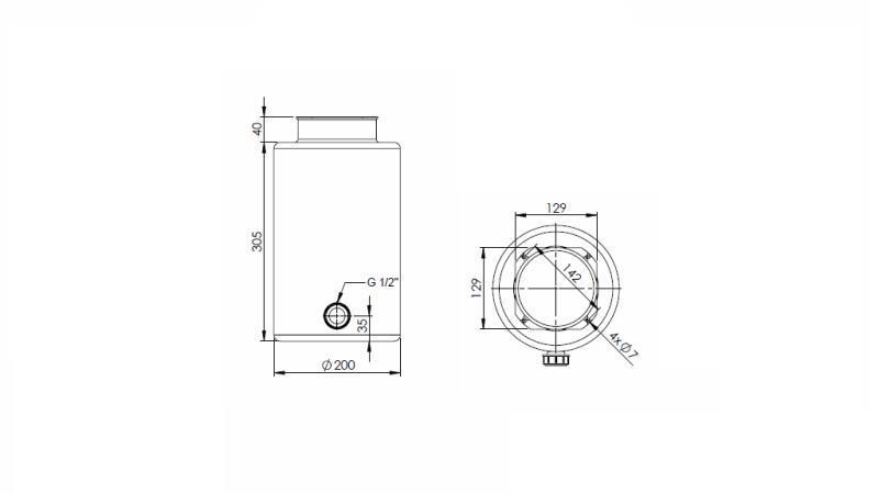 REZERVOR METALIC ROLL PP 10 LITRE HORIZONTAL-VERTICAL-dimensiuni