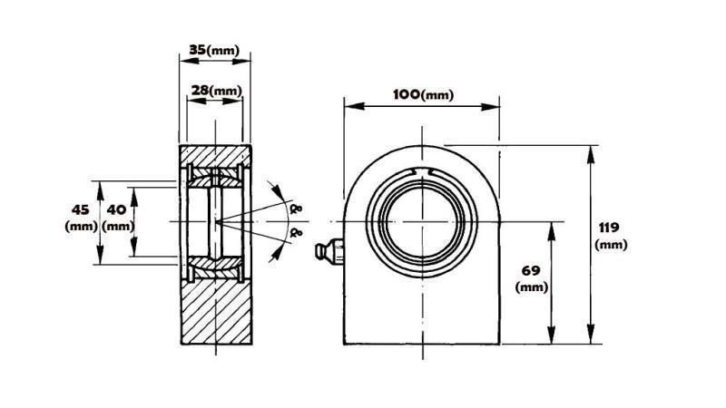 welded flat bearing with lubrication fi 40/100