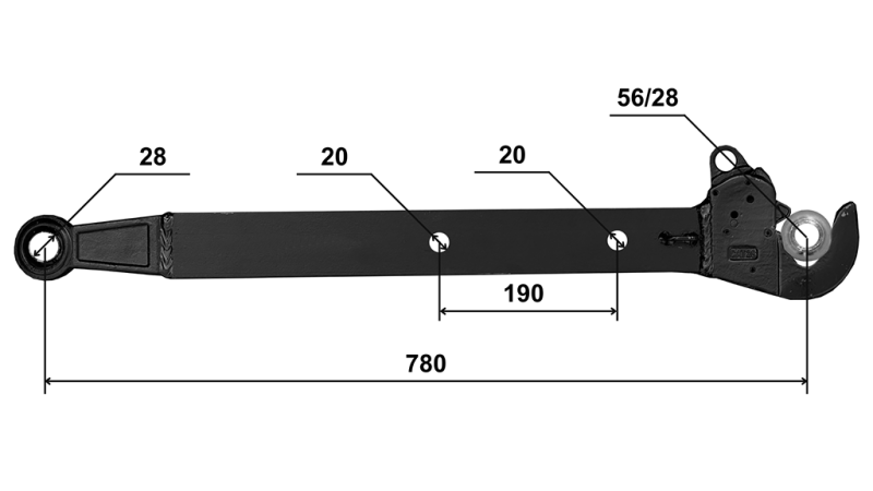 BRAS MONTANTS DE TRACTEUR HYDRAULIQUE À TROIS POINTS CBM 70x20 mm - 780mm JUSQU'À 75CH