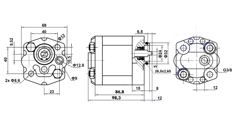 HYDRAULIC PUMP 10C5.8X302 5.8 CC RIGHT