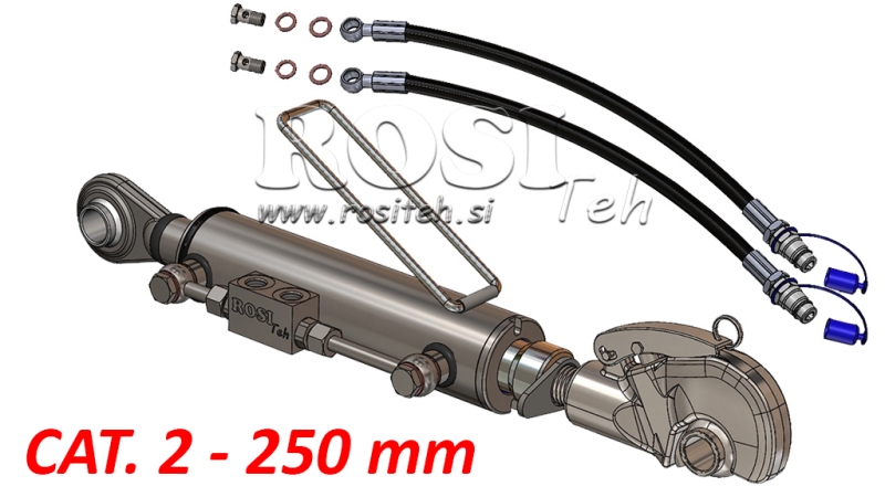THREADED HYDRAULIC TOP LINK WITH HOOK - CAT.2 63/35-250 (45-95HP)(25.4)
