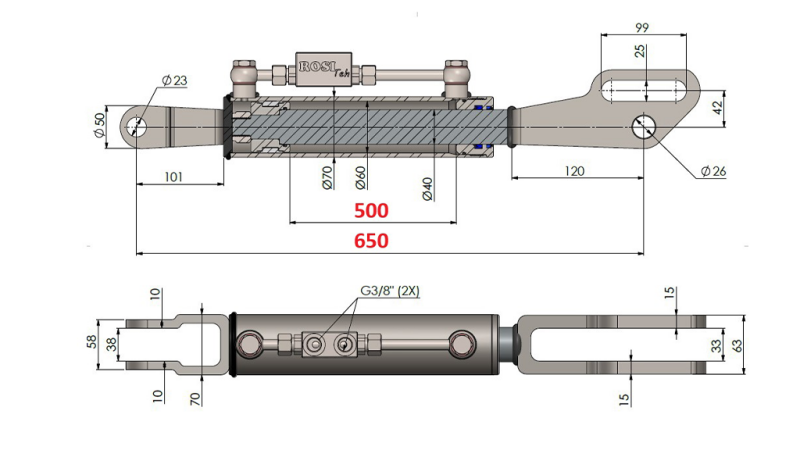 2TON. LEGĂTURĂ SUPERIOARĂ HIDRAULICĂ FORK 60/40-150 (500MM-650MM)