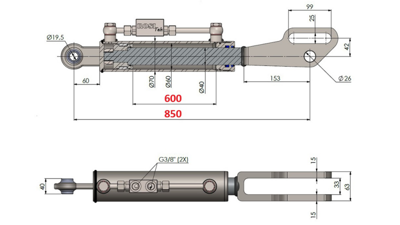 2TON. LEGĂTURĂ SUPERIOARĂ HIDRAULICĂ POINT 60/40-250 (600MM-850MM)