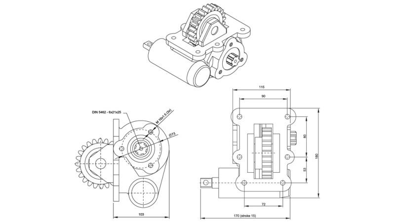 Dimensiuni IESIRE PENTRU POMPĂ HIDRAULICĂ - IVECO 2828 MECANIC