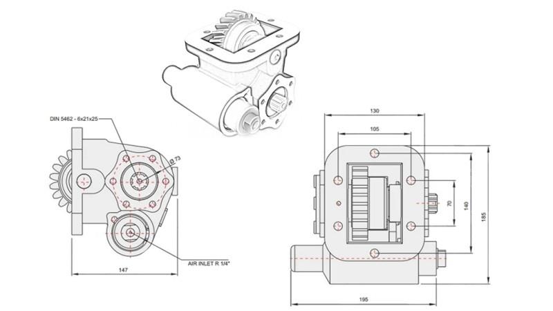 Dimensions OF HYDRAULIC PUMP - IVECO 475 SMLX
