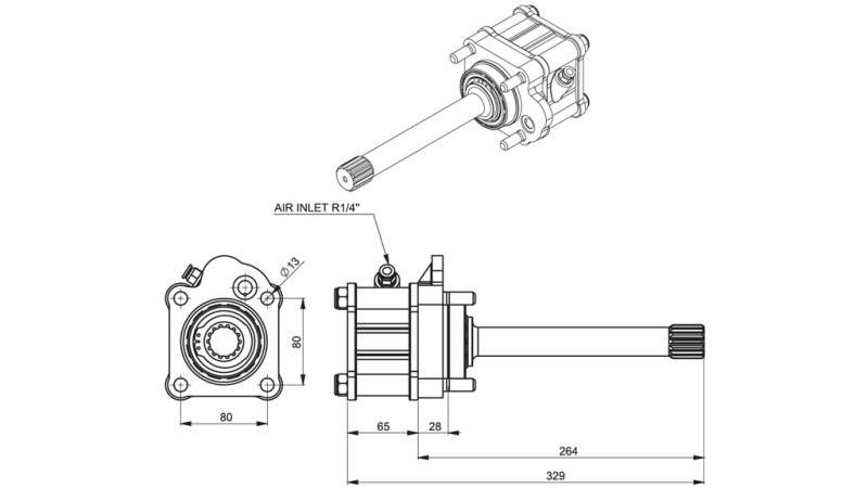 Dimensions OUTPUT FOR HYDRAULIC PUMP - MAN INTERDAR