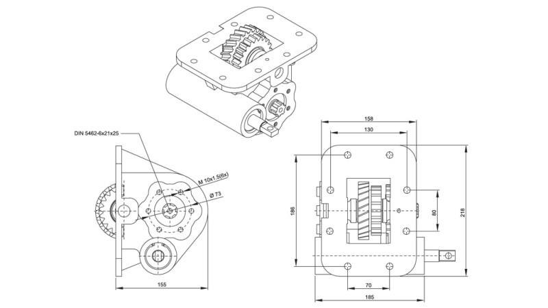 Dimensioner AF HYDRAULISK PUMPE - ISUZU MOZ 06 MEKANIK
