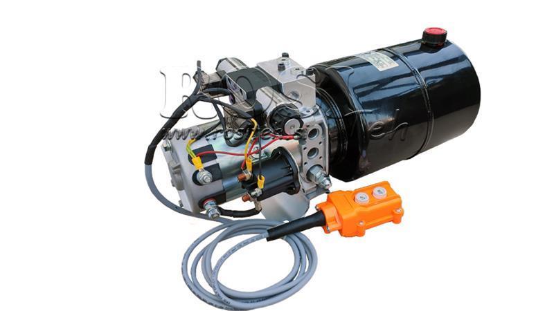MINI HYDRAULISK AGGREGAT 12V DC - 1.6kW = 2.1cc - 8 lit - dobbelt retningssamling (metal)