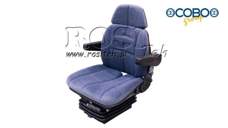 SCAUN TRACTOR CU SUSPENSIE PE AER DIN TEXTIL CU BRAȚE