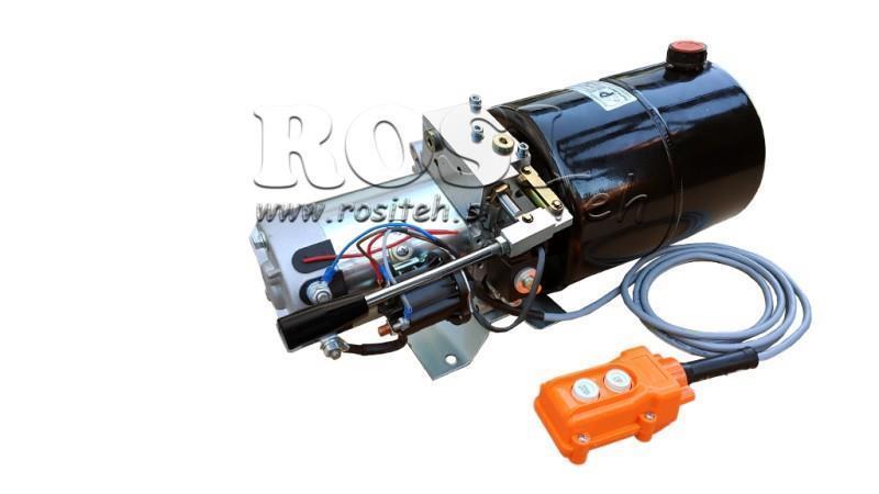 AGGREGAT HYDRAULIQUE MINI 24V CC - 2.2kW = 2.1cc - 8 lit - assemblage à direction unique AVEC POMPE MANUELLE