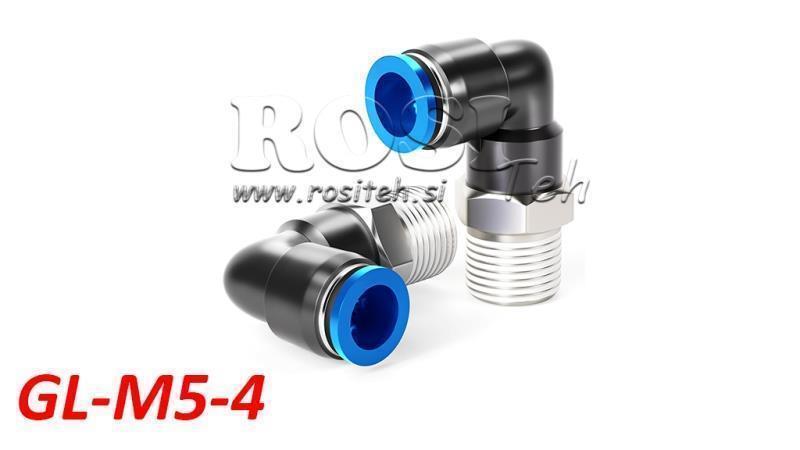 CONECTOR PNEUMATIC ÎN UNGHI TPA CU FILET GL-M5-4