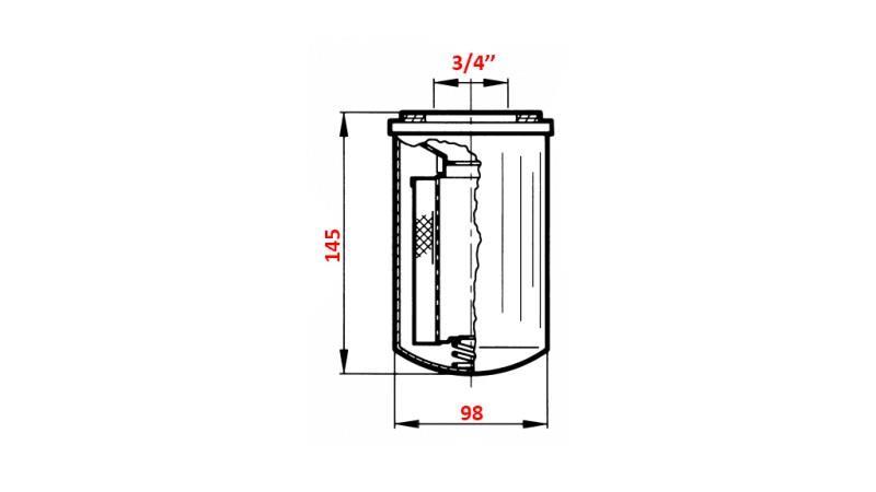 INSERT FOR SUCTION FILTER 3/4 - 90u SHORT