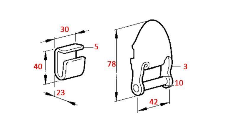 SUPPORT LATÉRAL POUR REMORQUE AMOVIBLE EN FORME DE C 42mm
