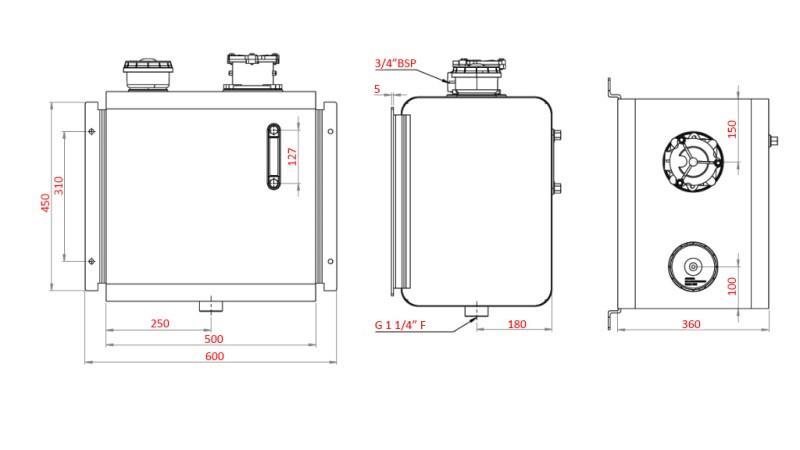 CAPAC REZERVOR METALIC 80 Lit 360x500x500mm