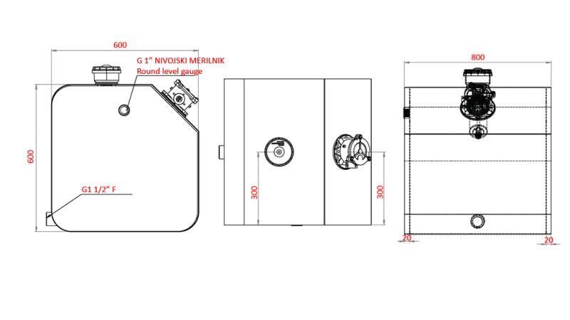 REZERVOR METALIC SUPERIOR 250 Lit 600x600x800mm