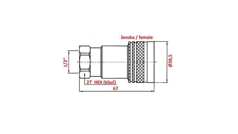QUICK COUPLING TRACTOR FEMALE 1/2