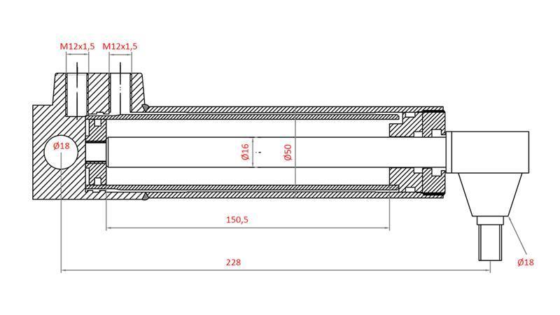 CILINDRU DE DIRECȚIE HIDRAULICĂ MASSEY FERGUSON OEM-3401553M92, 3774728M91